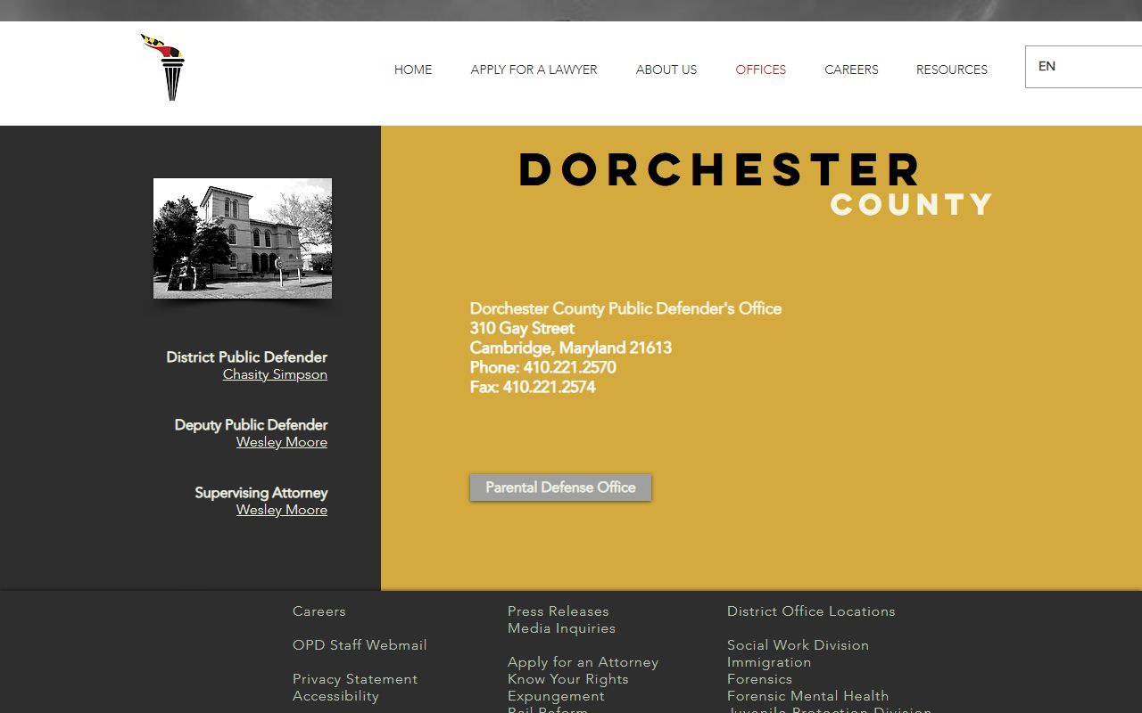 Dorchester County criminal court records Public Defender office source