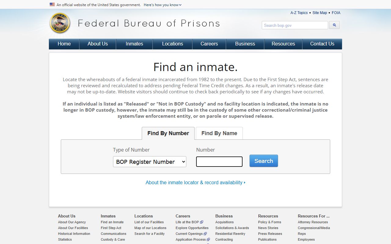 Dorchester County inmate records federal Bureau of Prisons locator